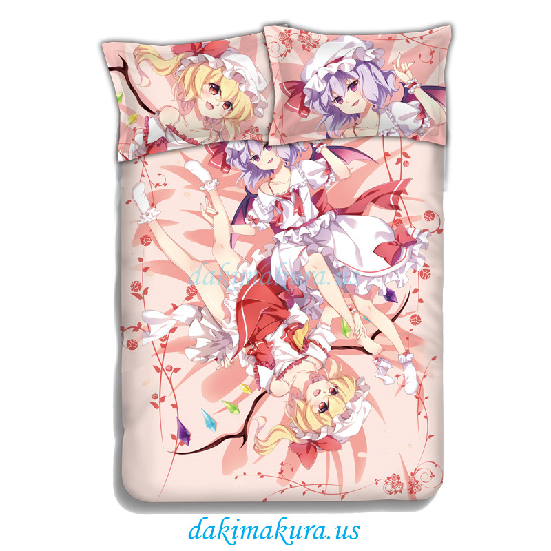 Flandre Scarlet Remilia Scarlet-Touhou Project Anime 4 Pieces Bedding Sets,Bed Sheet Duvet Cover